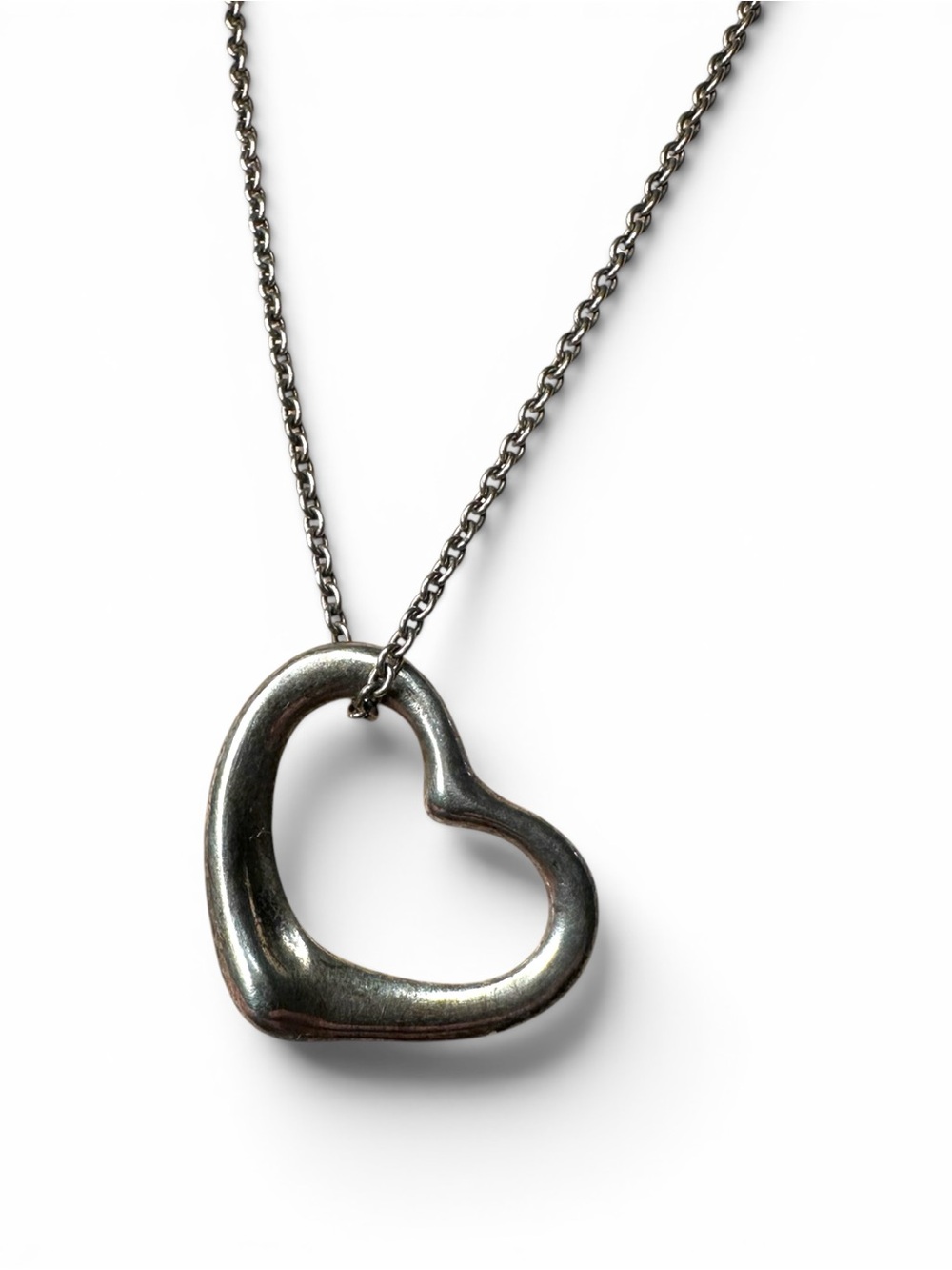 Tiffany & Co Elsa Peretti Sterling Silver Open Heart Necklace 925 Italy